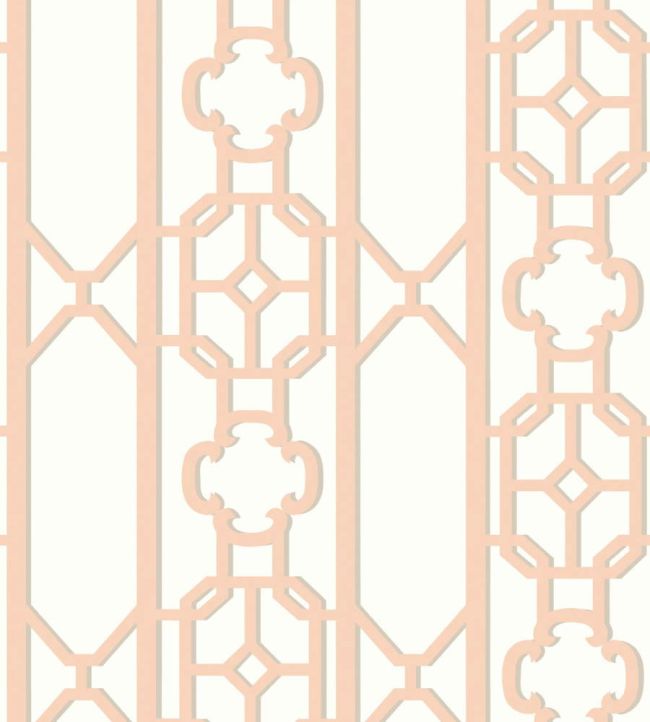 Joanna Fret Wallpaper by Scalamandre Peach