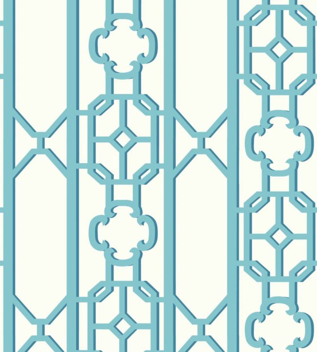 Joanna Fret Wallpaper by Scalamandre Turquoise