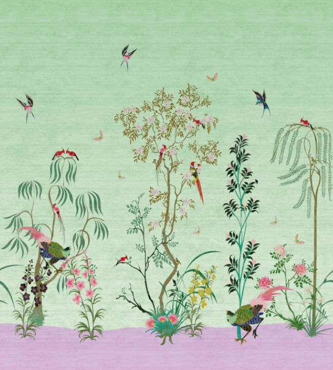 Joie de Vivre Mural by Wendy Morrison Green & Pink