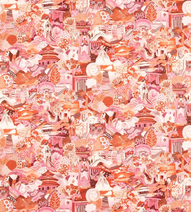 Journey of Discovery Fabric by Harlequin Paprika / Fuschia / Fig Blossom