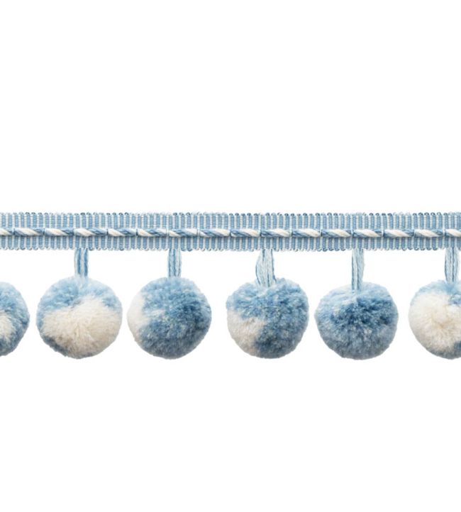 Kaleidoscope Pom Pom Fringe Trimming by Samuel & Sons Porcelain Blue