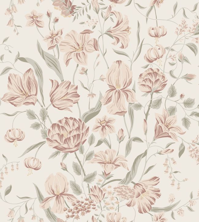 Karins Bukett Wallpaper by Sandberg Powder Pink