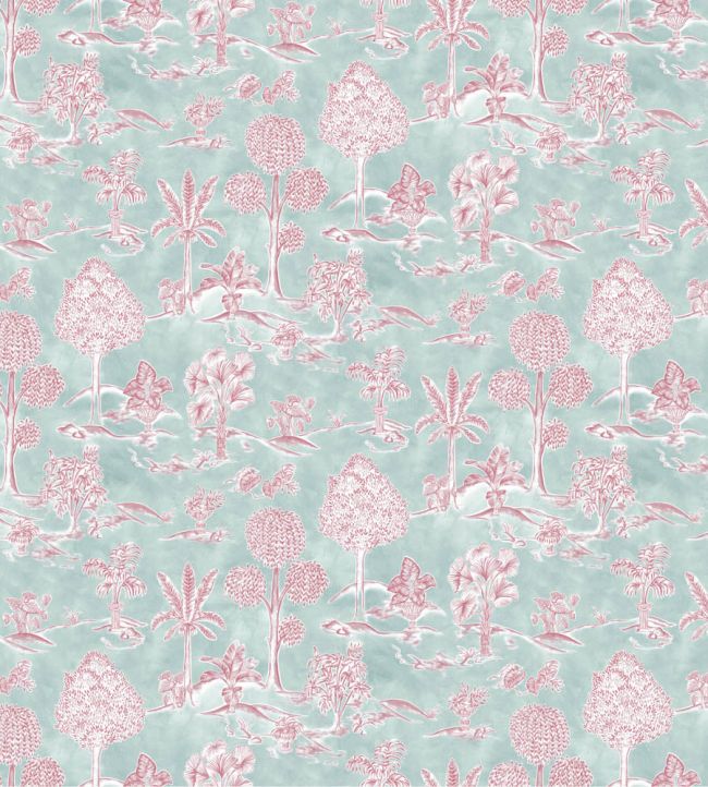 Karuna Fabric by Osborne & Little Aqua/Raspberry