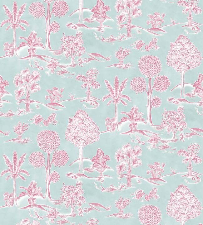 Karuna Wallpaper by Osborne & Little Aqua/Raspberry