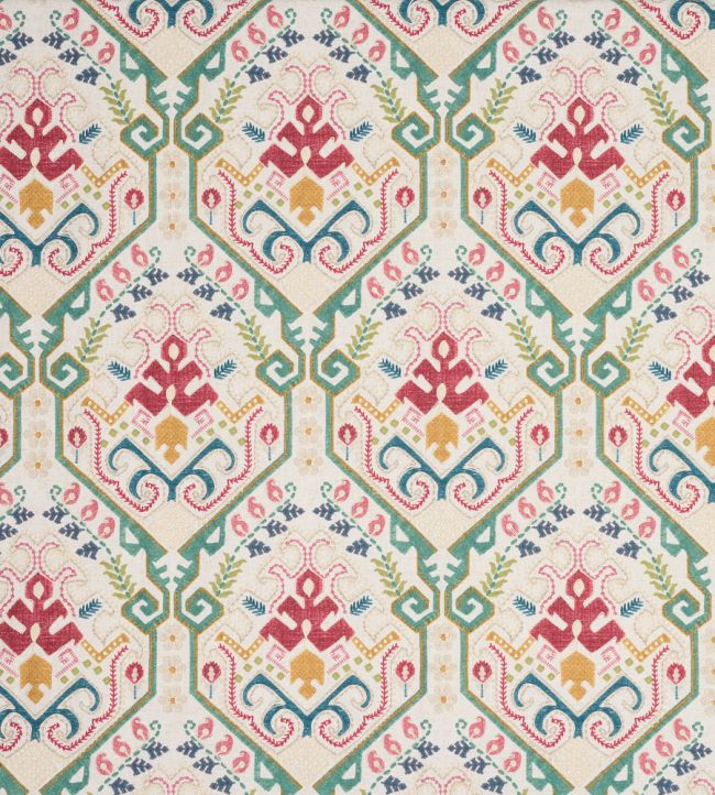 Kashmar Fabric by Jane Churchill Green/Pink