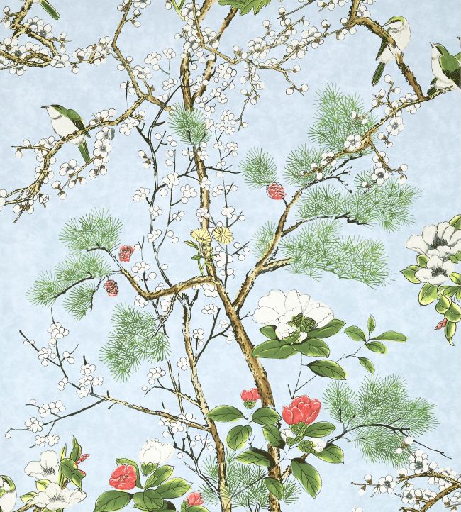 Katsura Wallpaper by Thibaut Spa Blue