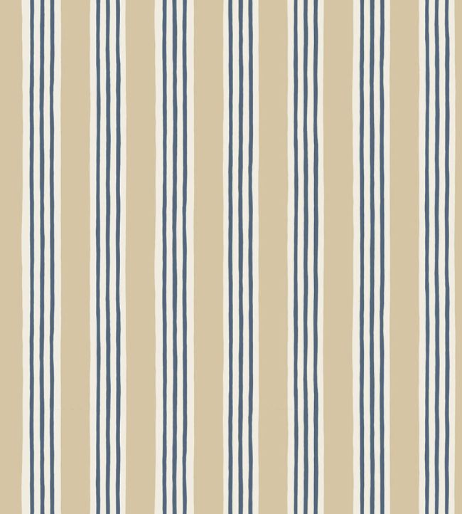 Kemble Stripe Wallpaper by Josephine Munsey Chute Blue, Shell and Cliffwell Stone
