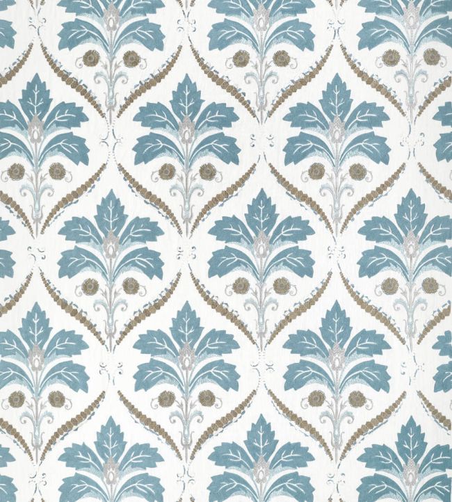 Kendall Damask Embroidery Fabric by Thibaut Mineral