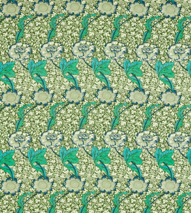 Kennet Fabric by Morris & Co Olive/Turquoise