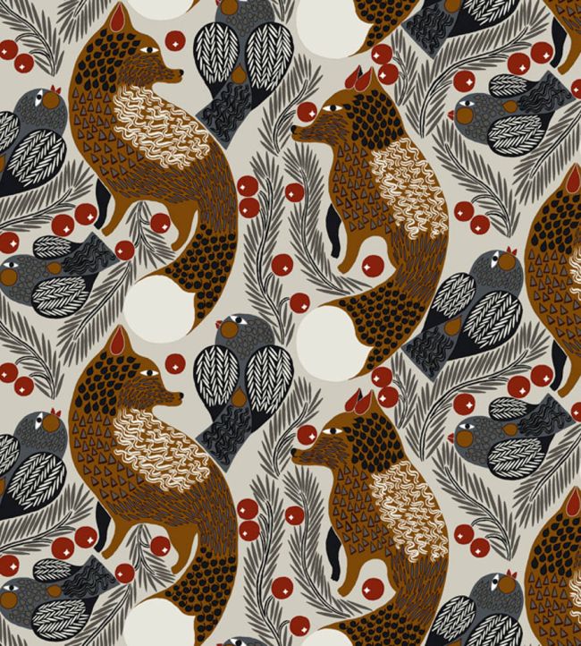 Ketunmarja Wallpaper by Marimekko Grey/Brown
