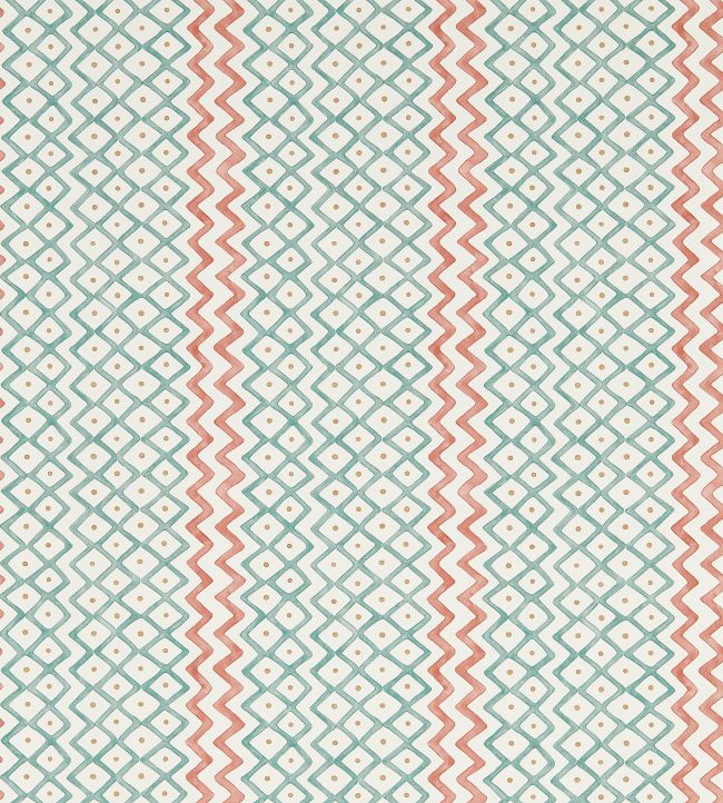 Khes Wallpaper by Sanderson Udaipur Blue/Aleppo Pepper