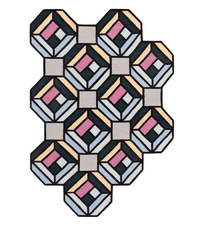 GAN Parquet Tetragon rug Blue 02KL519I3GAB9-147213 Blue
