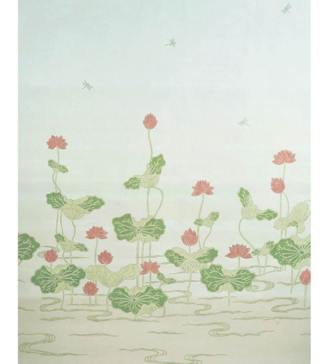 Kireina Lotus Panel Set Mural by Schumacher Coral Ivory