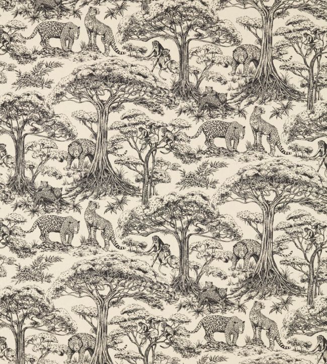 Kisumu Fabric by Clarke & Clarke Noir/Linen