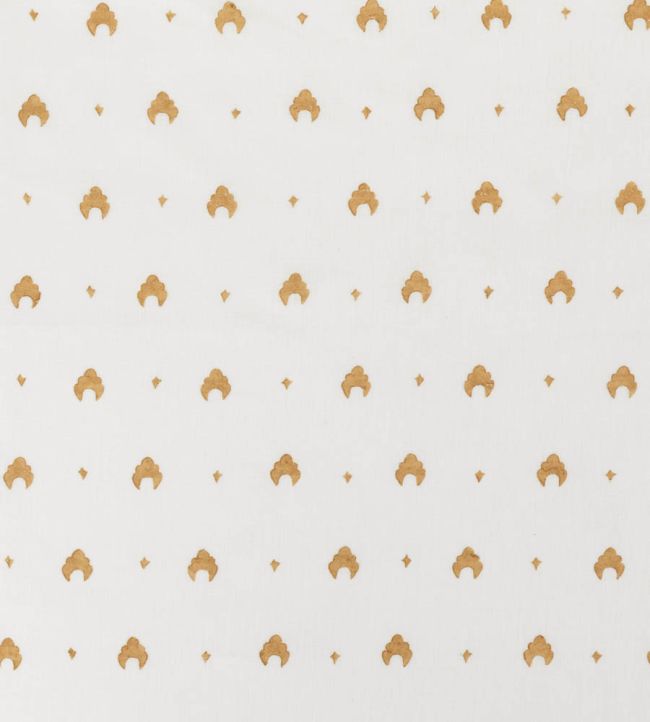 Kokoshnik Printed Voile Linen Fabric by Volga Linen Old Gold/Oyster