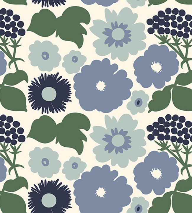 Kukkatori Wallpaper by Marimekko Blue