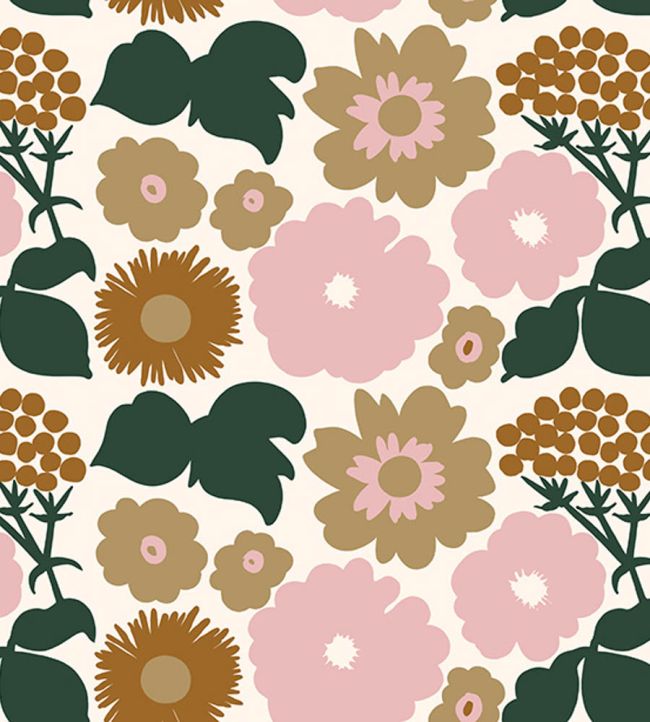 Kukkatori Wallpaper by Marimekko Pink/Green