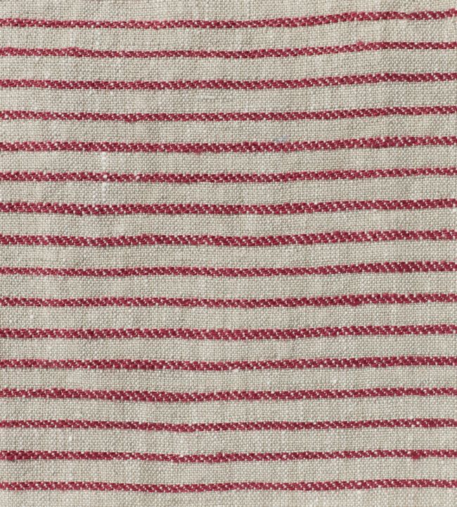 Textured Stripe Linen Fabric by Volga Linen Red/Natural