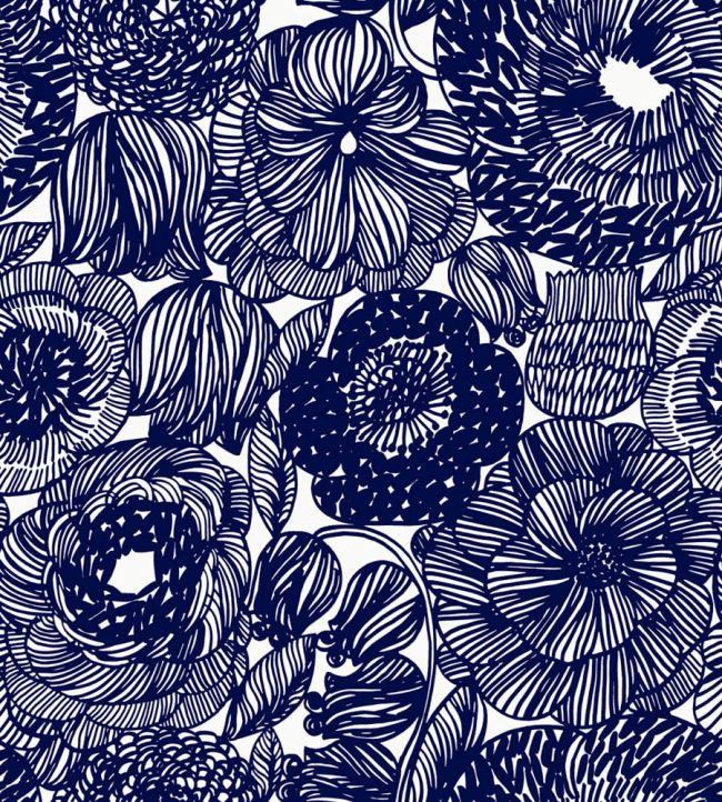 Kurjenpolvi Wallpaper by Marimekko Blue