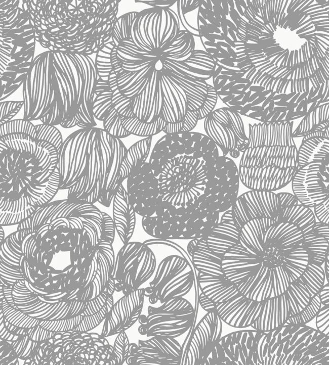 Kurjenpolvi Wallpaper by Marimekko Grey