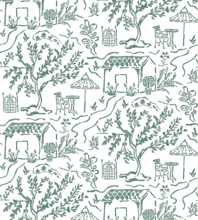 La Quintinie Wallpaper by Nina Campbell Teal