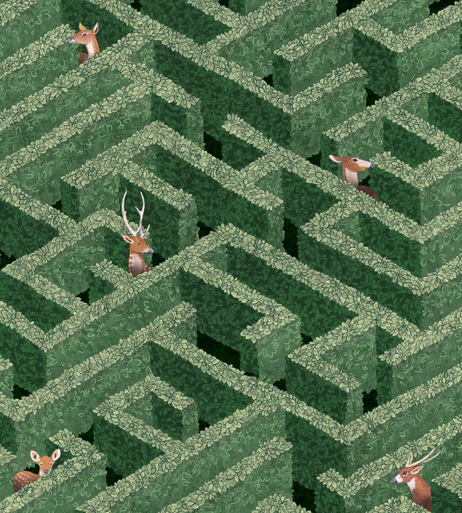 Labyrinth With Deers Wallpaper by Josephine Munsey Green