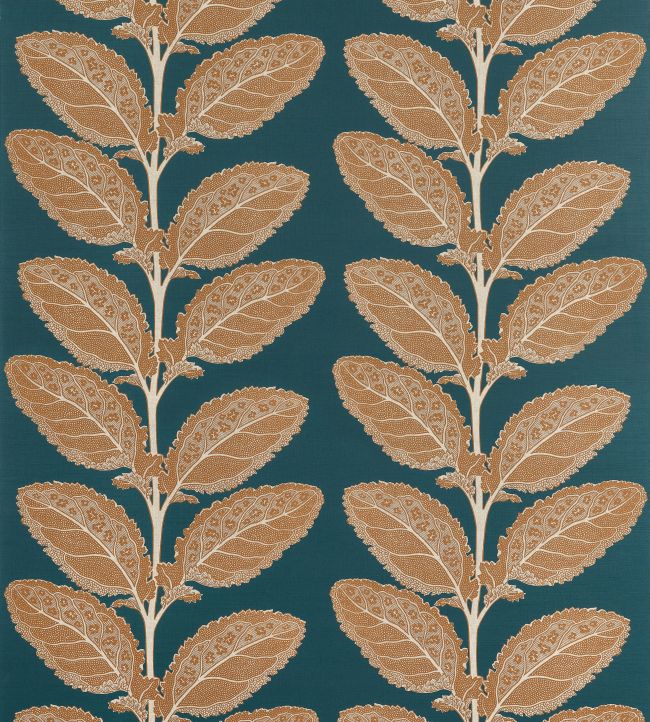 Lacinato Fabric by Thibaut Ochre and Mineral