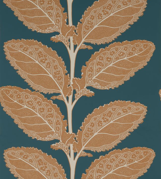 Lacinato Wallpaper by Thibaut Ochre and Mineral