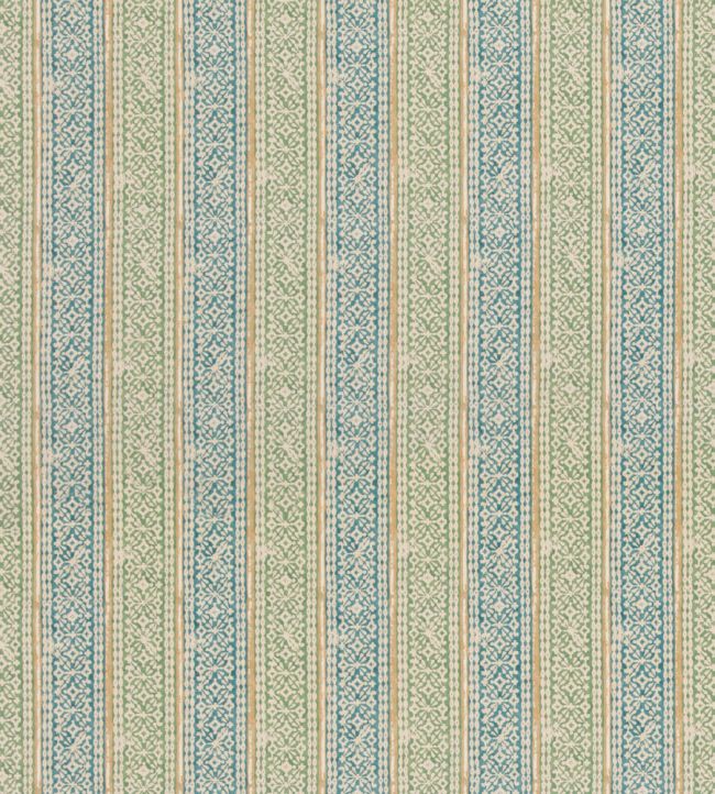 Ladbroke Stripe Fabric by Mulberry Home Teal/Green