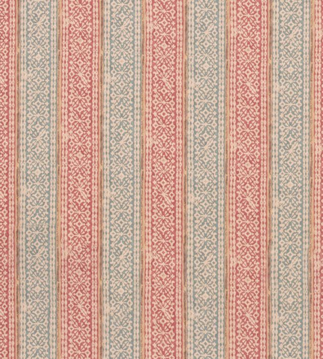 Ladbroke Stripe Fabric by Mulberry Home Teal/Red