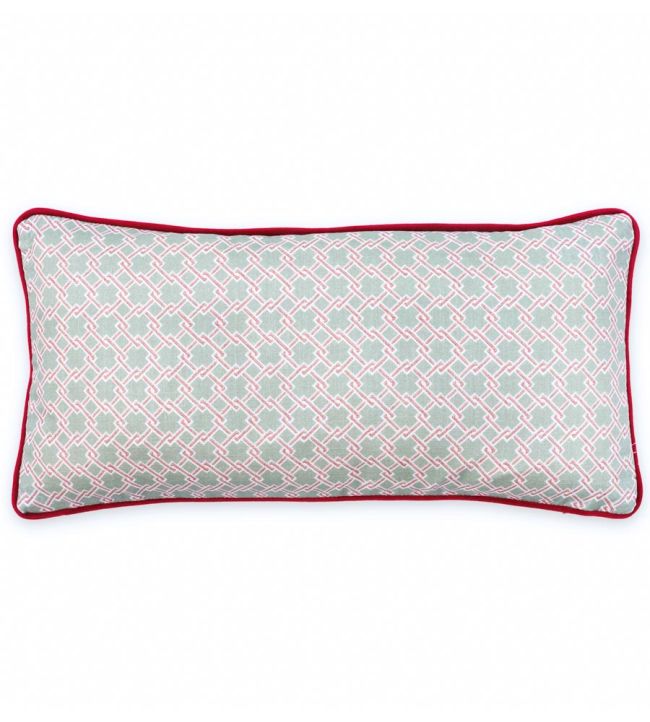 Lattice Cane Cushion 50 x 25cm by Barneby Gates Olive/Red