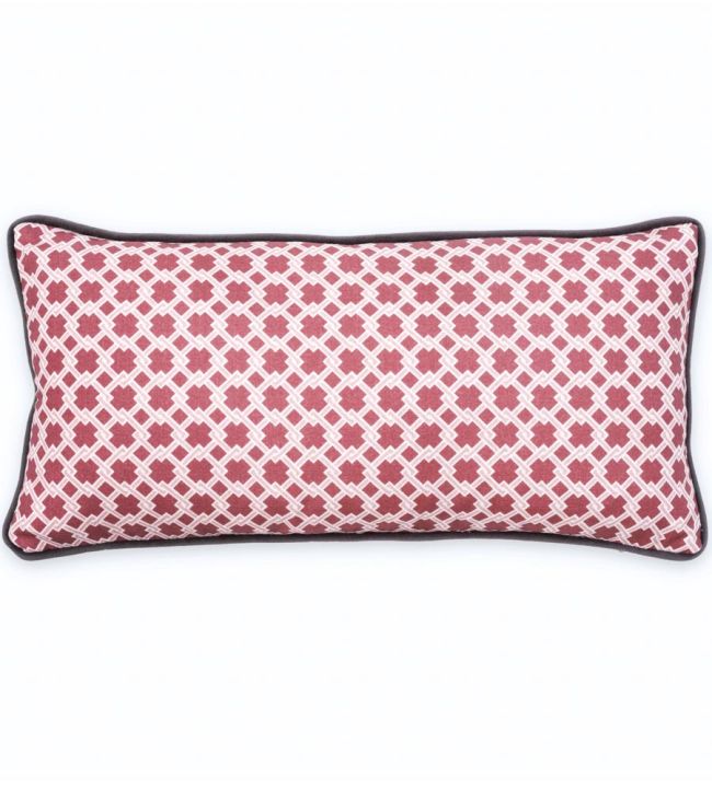Lattice Cane Cushion 50 x 25cm by Barneby Gates Red/Pink