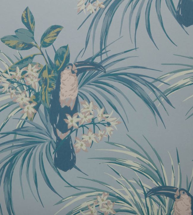 Le Toucan Wallpaper by 1838 Wallcoverings Pale Blue