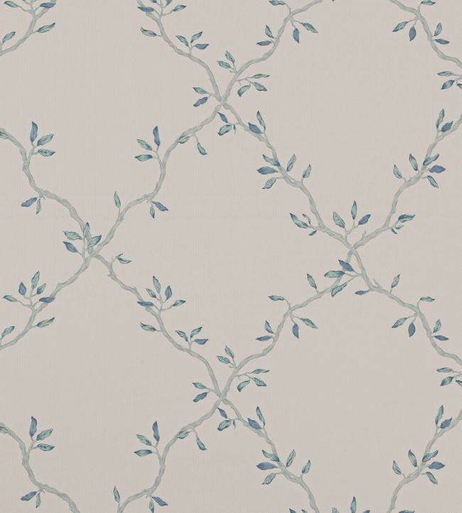 Leaf Trellis Wallpaper by Colefax and Fowler Old Blue