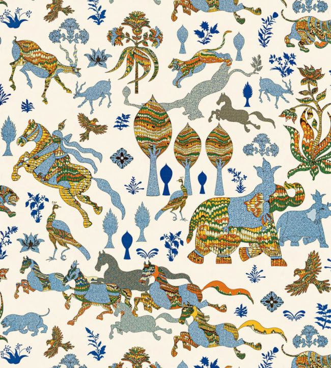 Legends Wallpaper by Scalamandre Tropical Blue