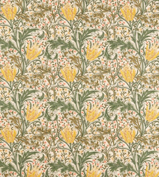 Lent Lily Embroidery Fabric by Morris & Co Artichoke/Weld