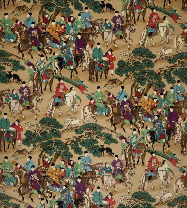 Les Cavaliers Velours Fabric by Manuel Canovas Chamois