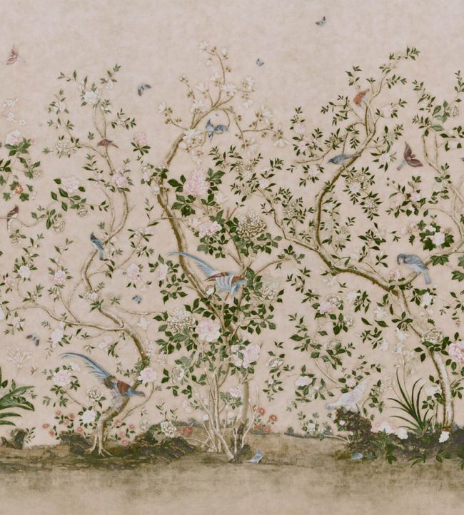 Les Oiseaux Panel Set Mural by Schumacher Parchment