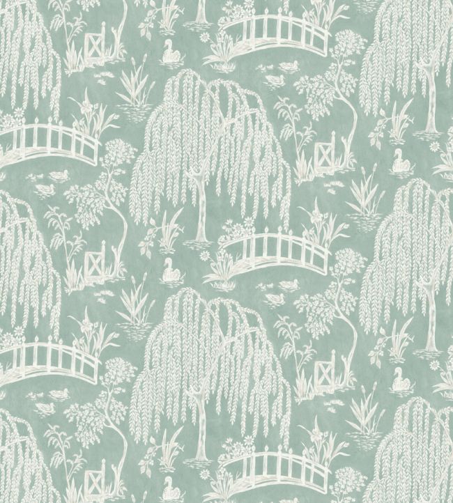 Les Saules Fabric by Nina Campbell Aqua
