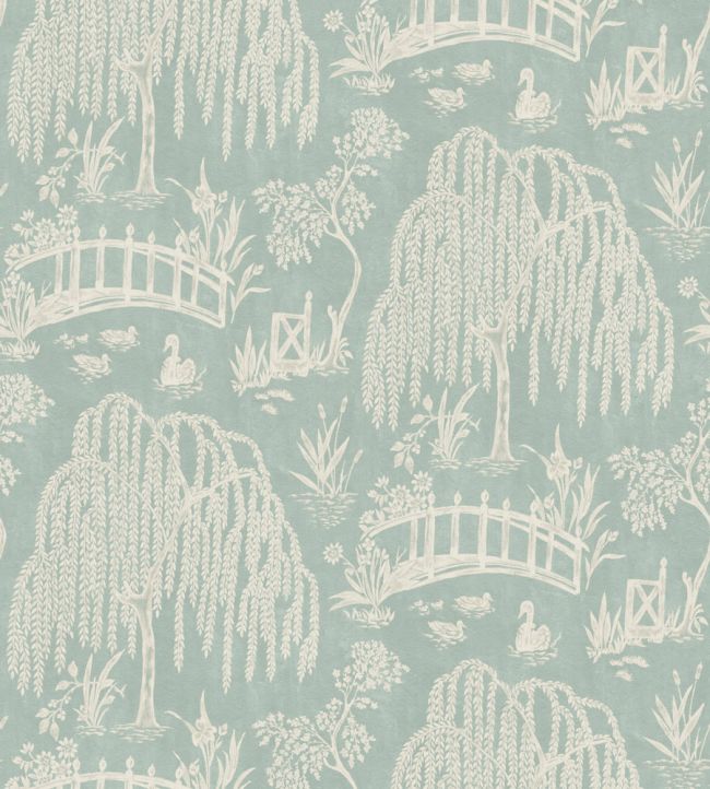 Les Saules Wallpaper by Nina Campbell Aqua