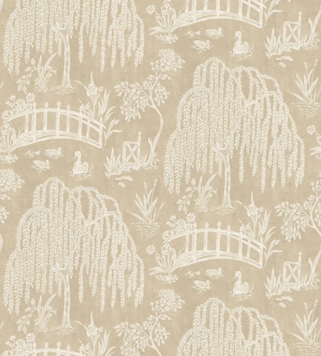 Les Saules Wallpaper by Nina Campbell Beige