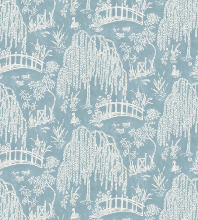 Les Saules Fabric by Nina Campbell Blue