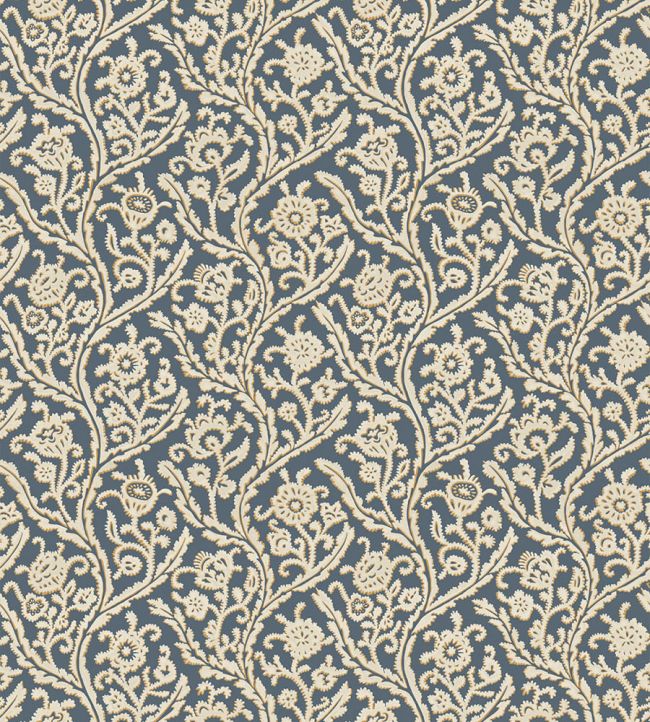 Letti Wallpaper by Josephine Munsey Navy and Mustard
