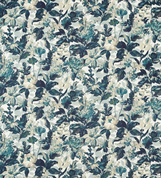 Lilum Fabric by Clarke & Clarke Denim/Ivory