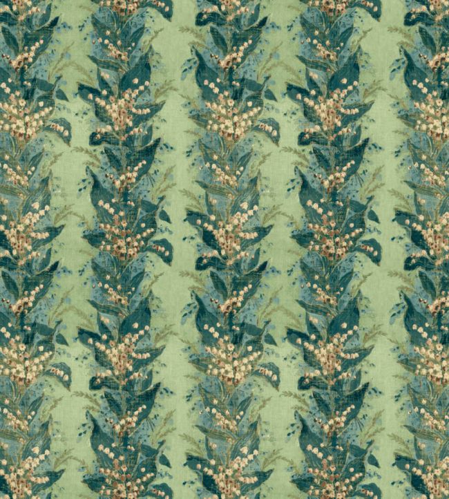 Lily Stripe Fabric by Zoffany Archive Green