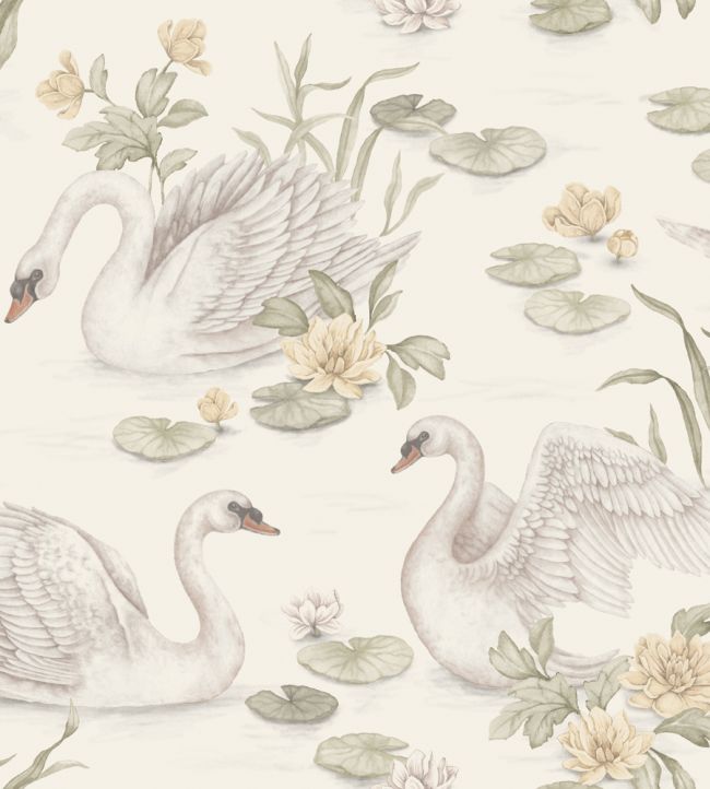 Lily Swan Wallpaper by Borastapeter Ivory