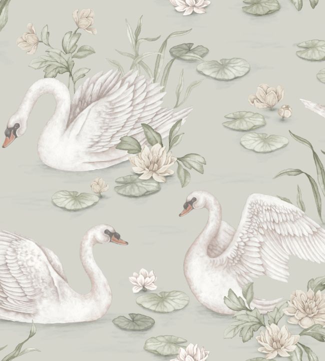 Lily Swan Wallpaper by Borastapeter Sage