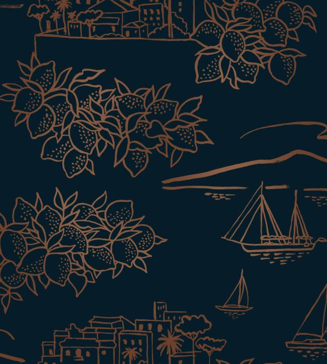Limoneto Wallpaper by Mini Moderns Midnight & Copper