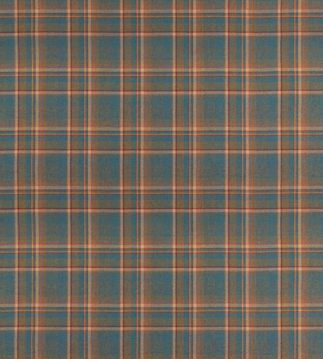 Lindisfarne Plaid Fabric by Mulberry Home Teal
