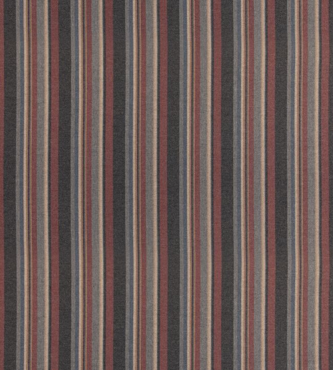 Lindisfarne Stripe Fabric by Mulberry Home Charcoal/Red